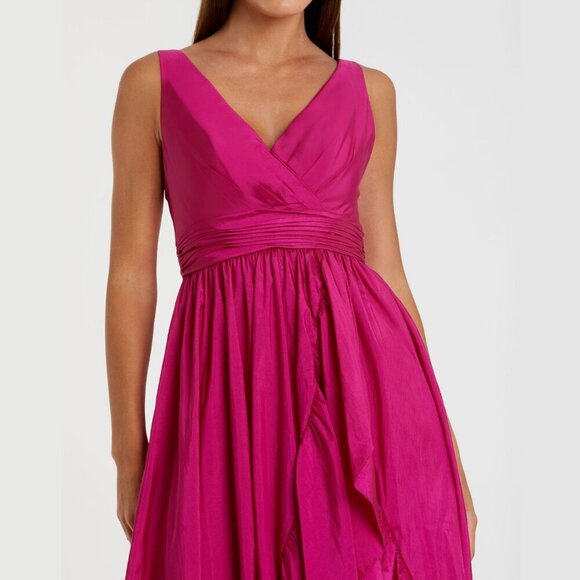 NWT Mac Duggal Taffeta High Low Ruffle Gown Magenta 2 #8313 - Picture 2 of 8